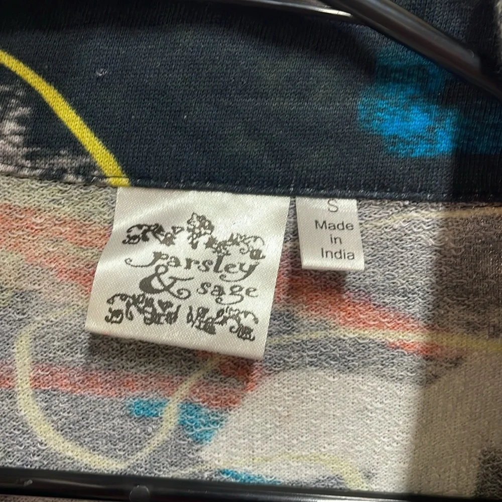 Parsley & Sage graffiti artsy one button jacket with pockets size small - Picture 3 of 7